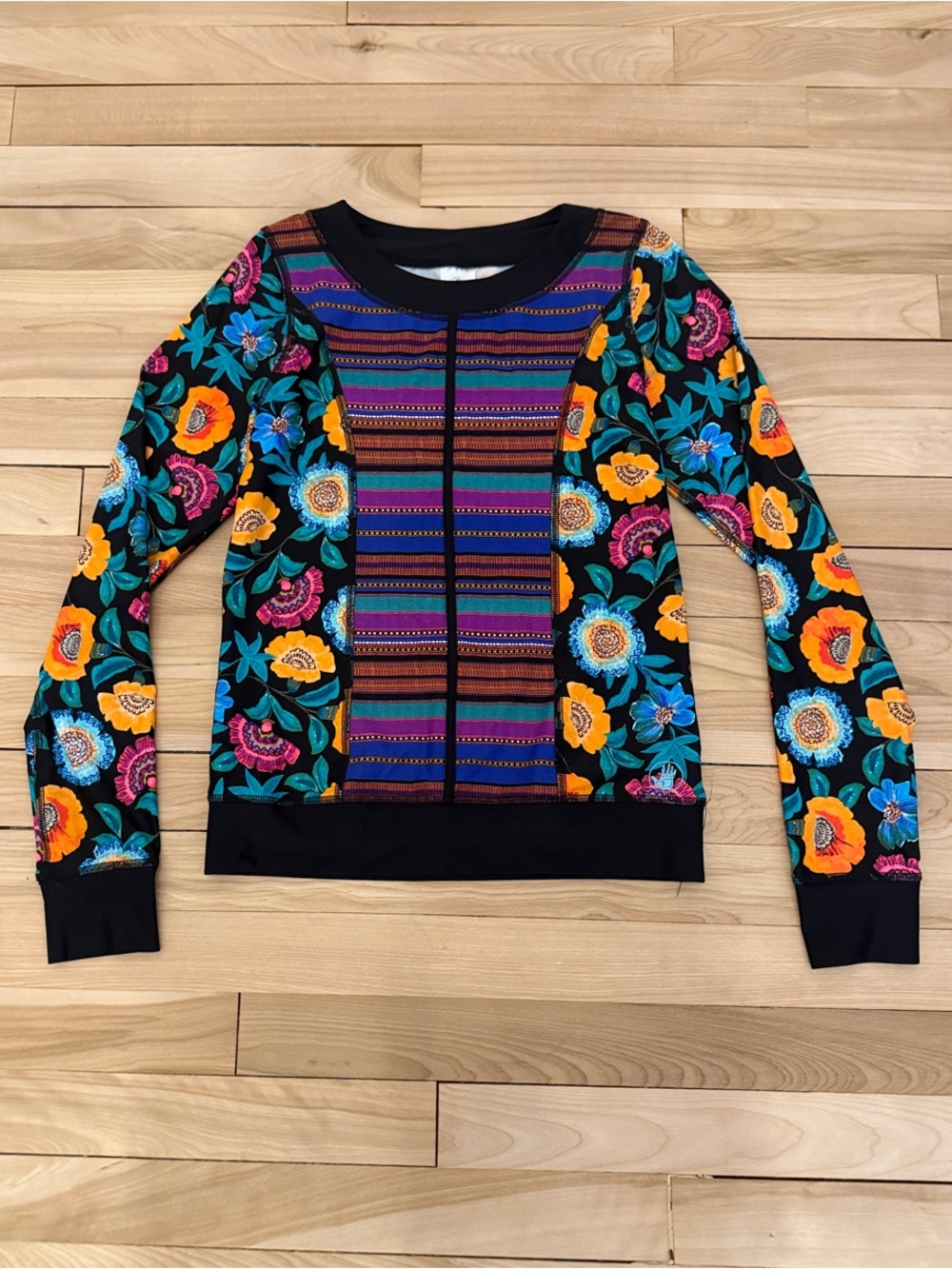Body Glove rashguard Floral Stripe Crewneck - Black, Orange, Blue, Pink, Purple